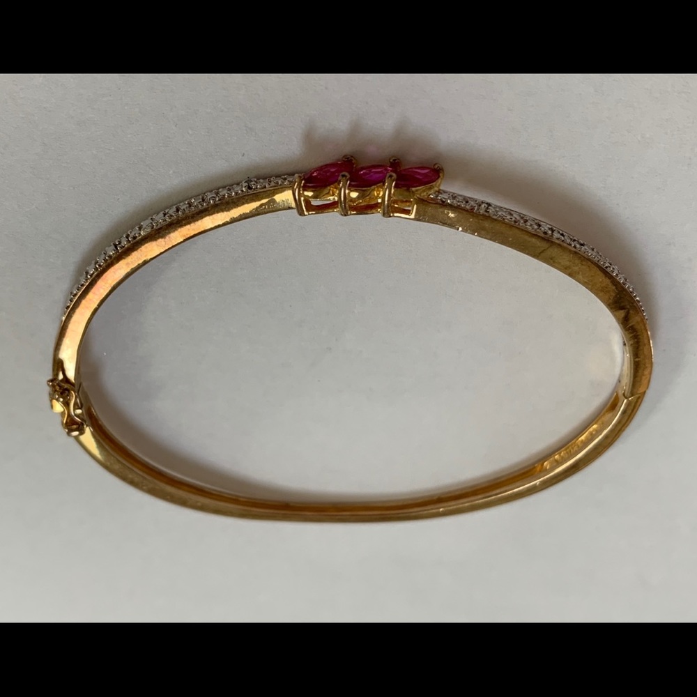Sterling Silver Ruby Bangle Bracelet - image 2